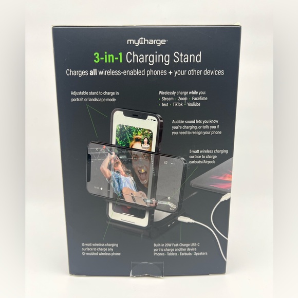MyCharge True Universal 3-in-1 Wireless Charging Stand for iPhones Airpods 20W - Picture 10 of 12